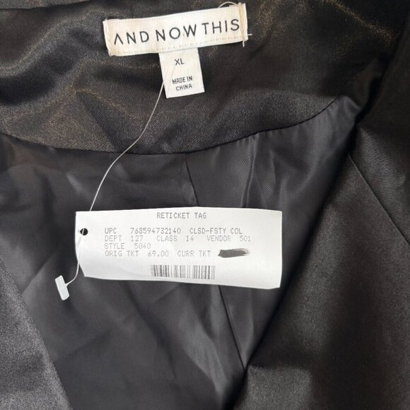 And Now This Plus Size One-Button Black Satin Blazer NWT - Picture 5 of 5